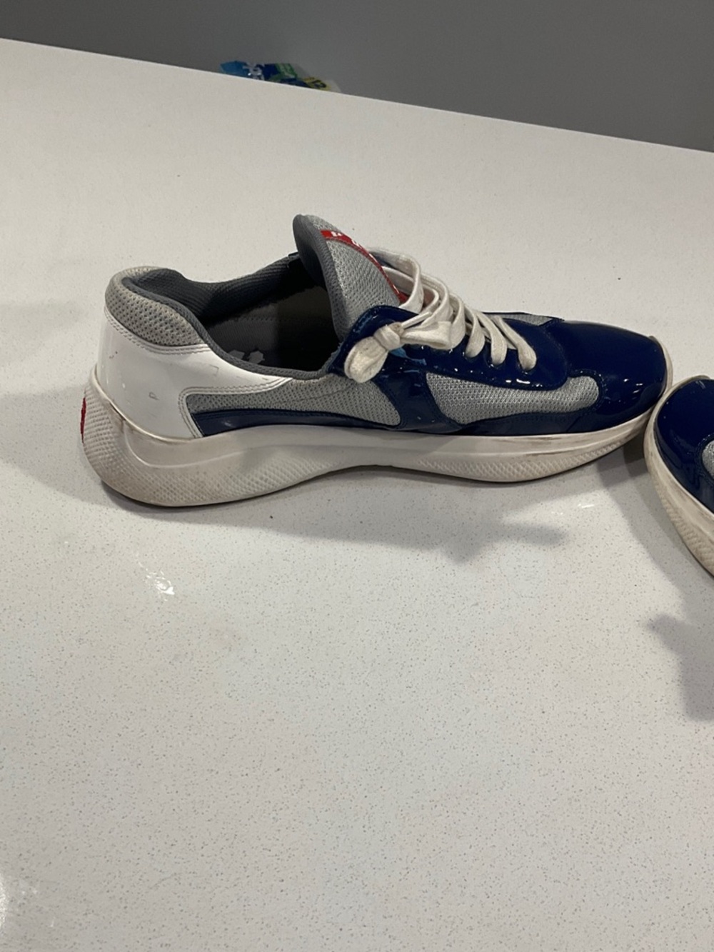 Men's Blue and White Prada Sneaker - Picture 4 of 11
